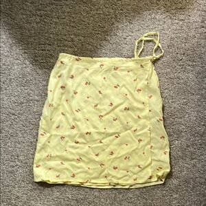 Art Class Yellow Ruched Pencil Mini Skirt